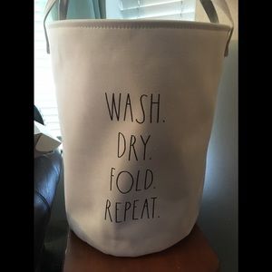 Rae Dunn med white laundry basket new 22h17.5w